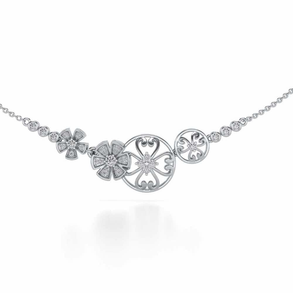 Spin Whirl Silver Necklace - White Gold - Image 1