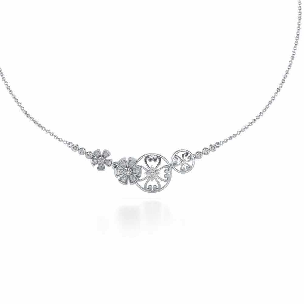 Spin Whirl Silver Necklace - White Gold - Image 2