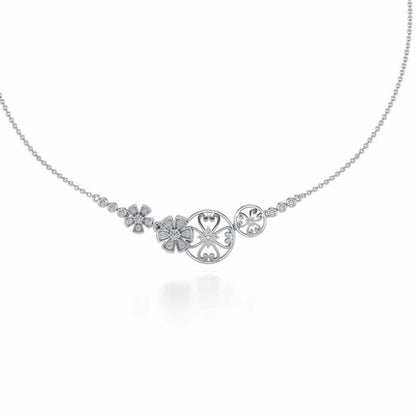 Spin Whirl Silver Necklace - White Gold - Image 2