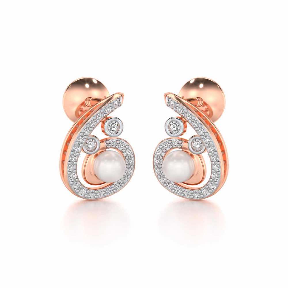 Spin-in Silver Pearl Earrings - Rose Gold - Image 1