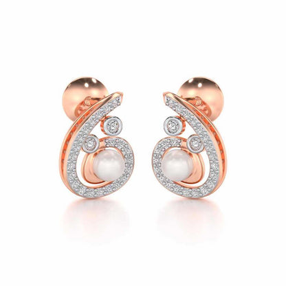 Spin-in Silver Pearl Earrings - Rose Gold - Image 1