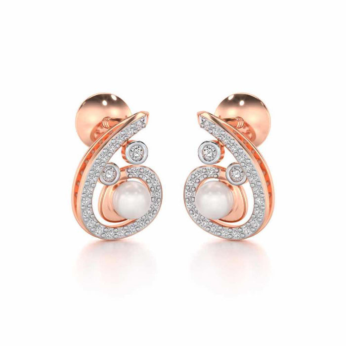 Spin-in Silver Pearl Earrings - Rose Gold - Image 1