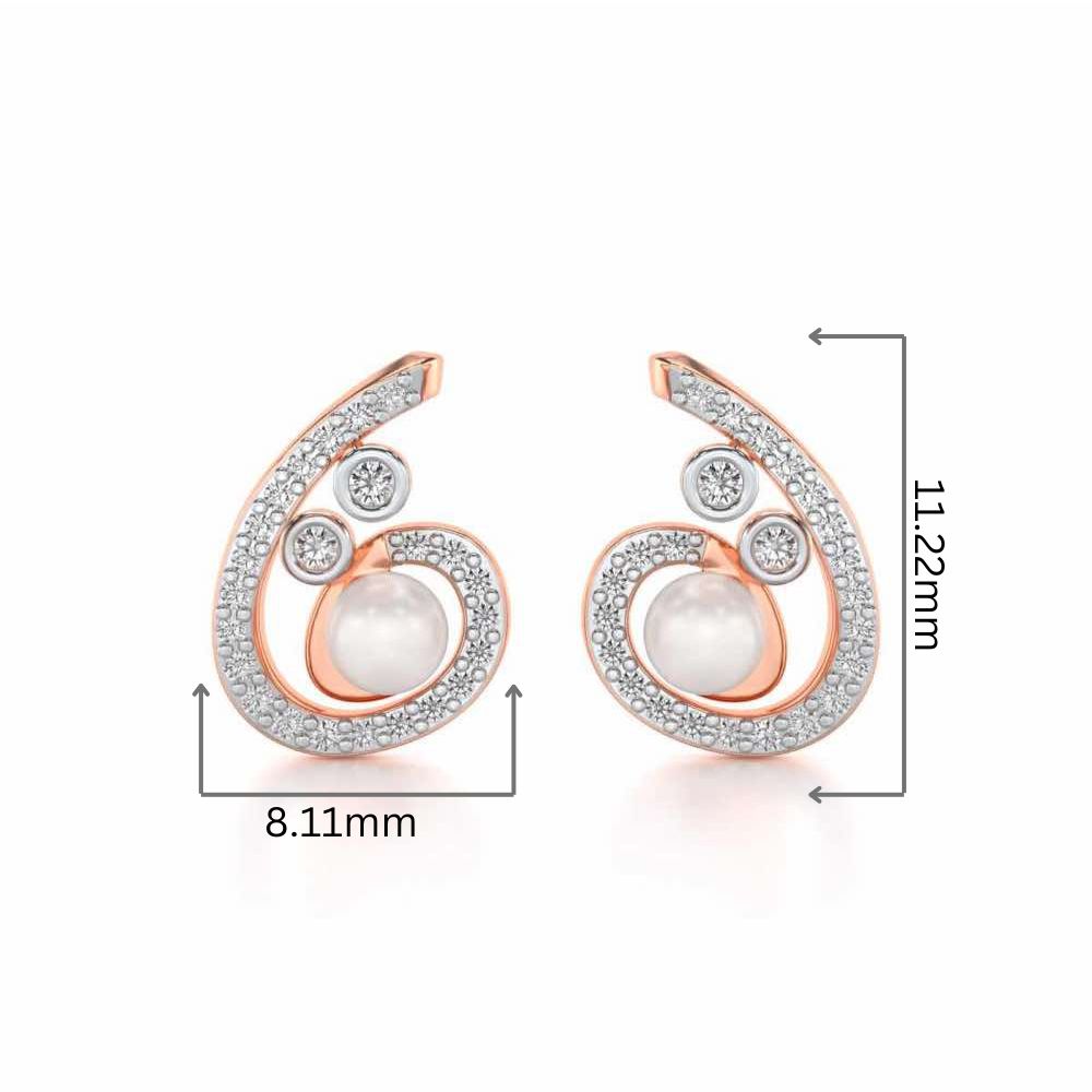 Spin-in Silver Pearl Earrings - Rose Gold - Image 2