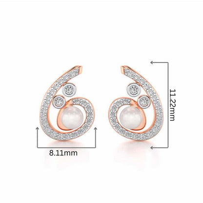 Spin-in Silver Pearl Earrings - Rose Gold - Image 2