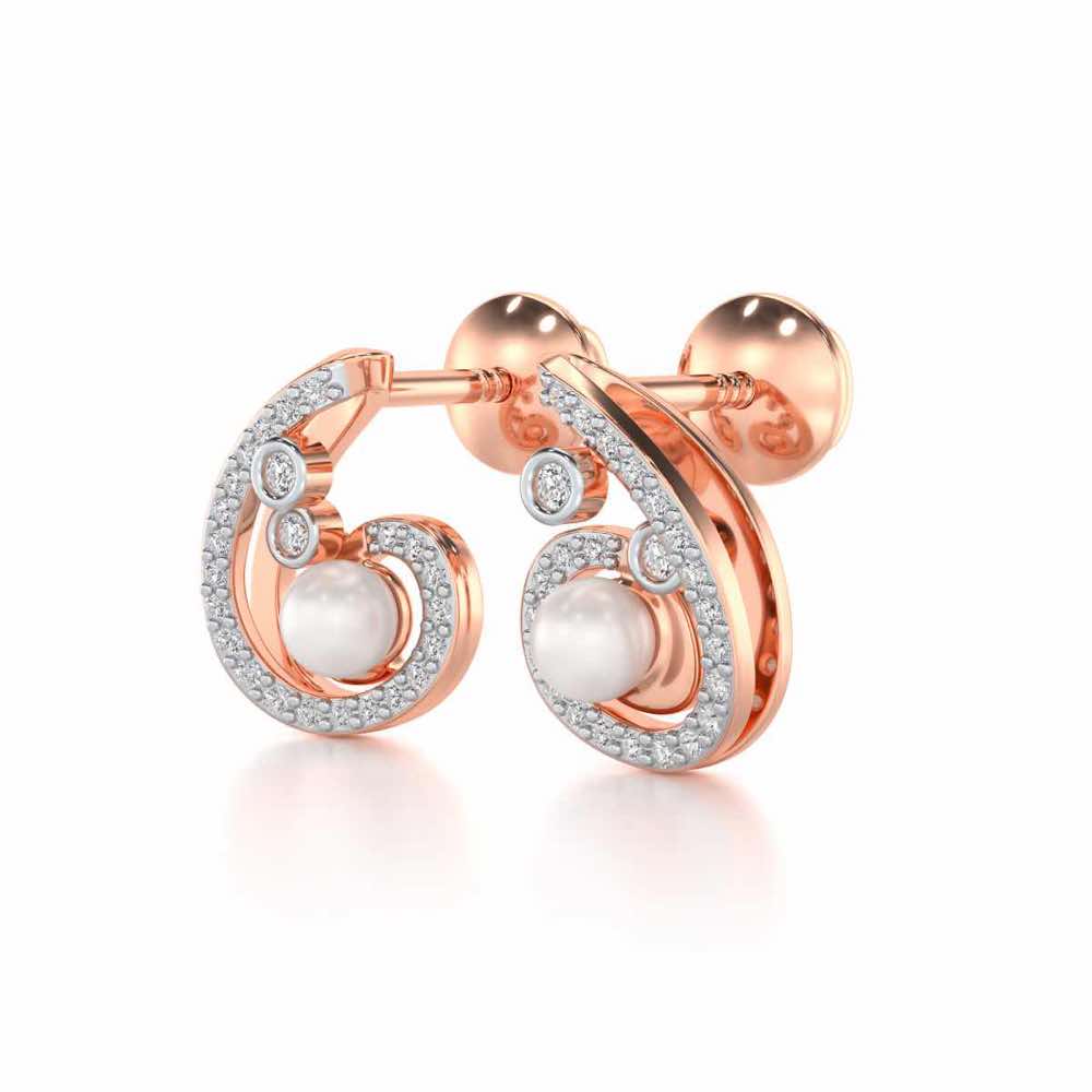 Spin-in Silver Pearl Earrings - Rose Gold - Image 3