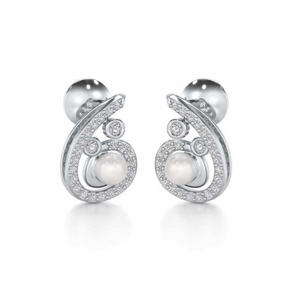 Spin-in Silver Pearl Earrings - White Gold - Image 1