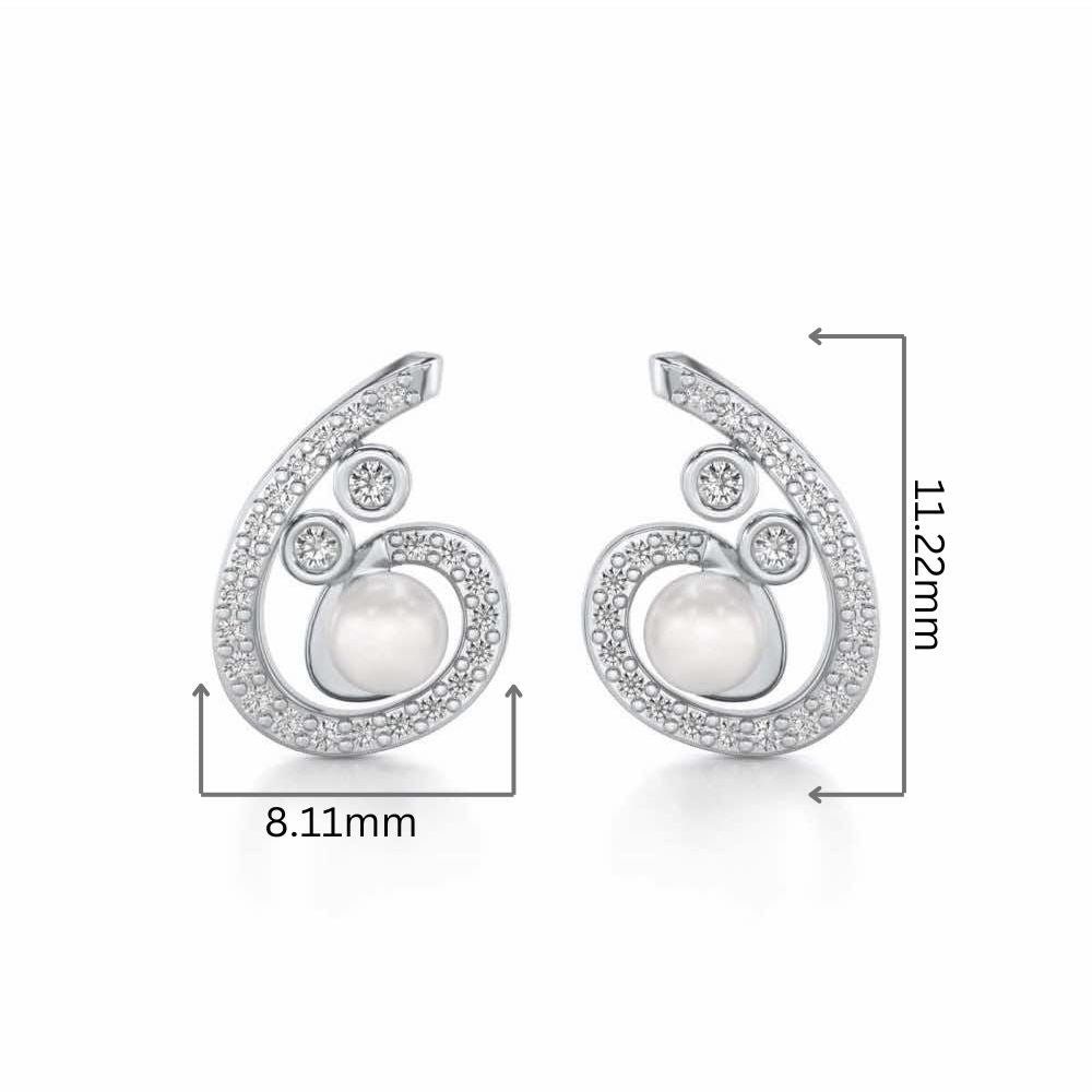 Spin-in Silver Pearl Earrings - White Gold - Image 2