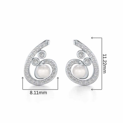 Spin-in Silver Pearl Earrings - White Gold - Image 2