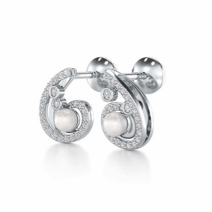Spin-in Silver Pearl Earrings - White Gold - Image 3