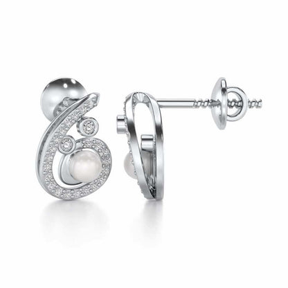 Spin-in Silver Pearl Earrings - White Gold - Image 4