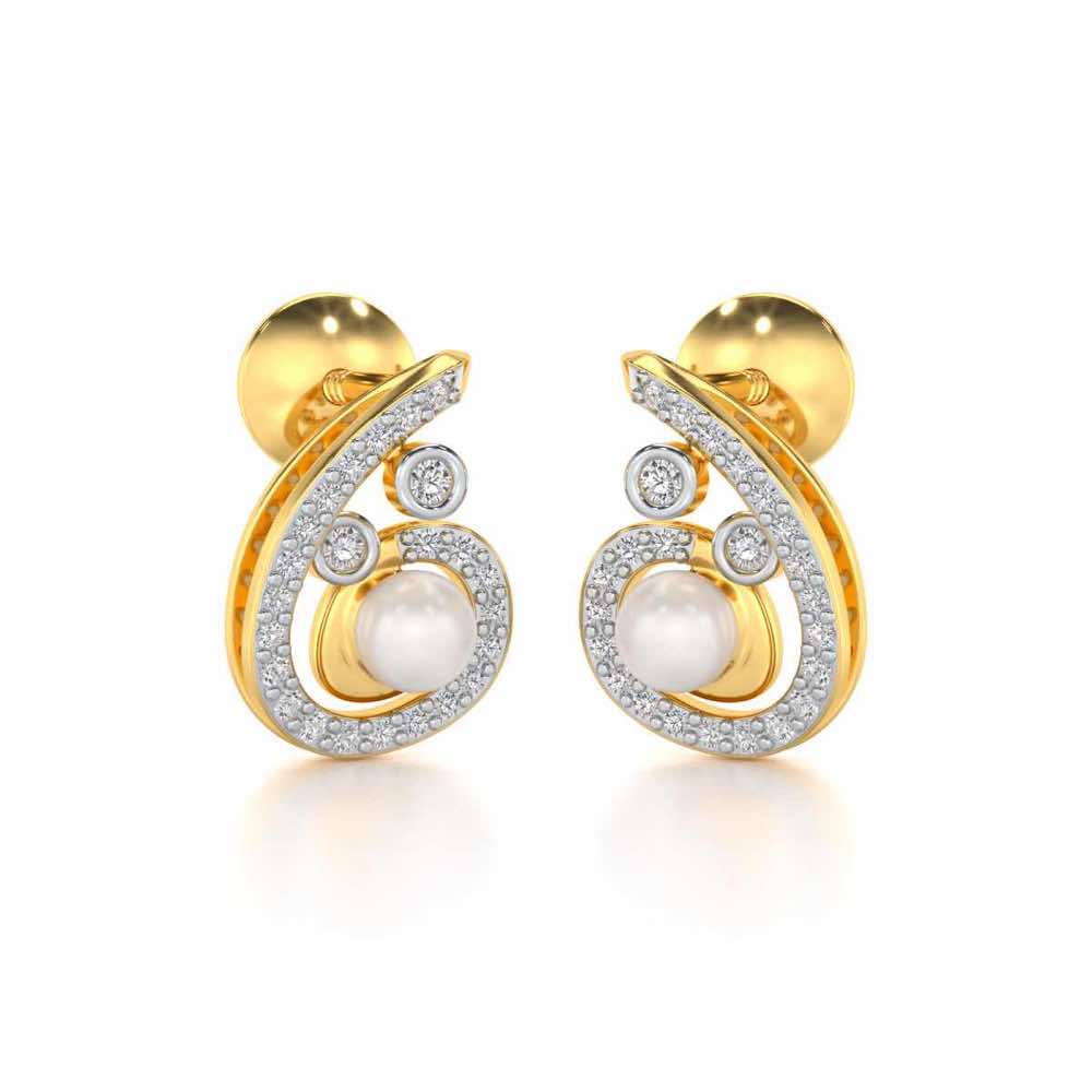 Spin-in Silver Pearl Earrings - Yellow Gold - Image 1
