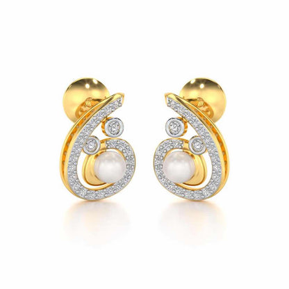 Spin-in Silver Pearl Earrings - Yellow Gold - Image 1