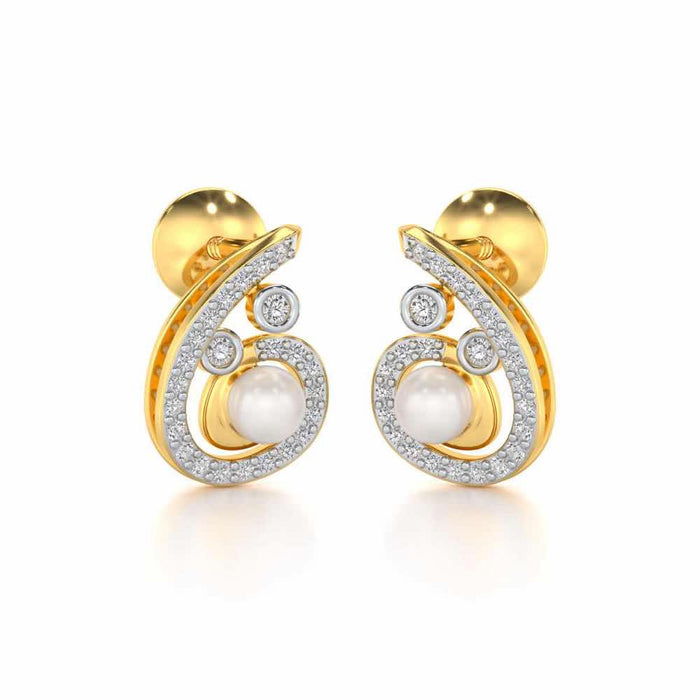 Spin-in Silver Pearl Earrings - Yellow Gold - Image 1