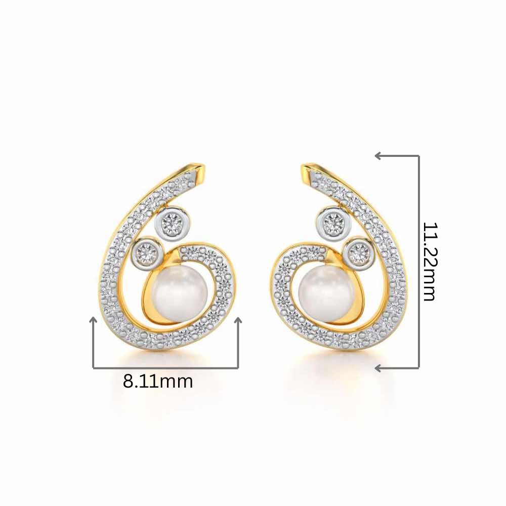 Spin-in Silver Pearl Earrings - Yellow Gold - Image 2