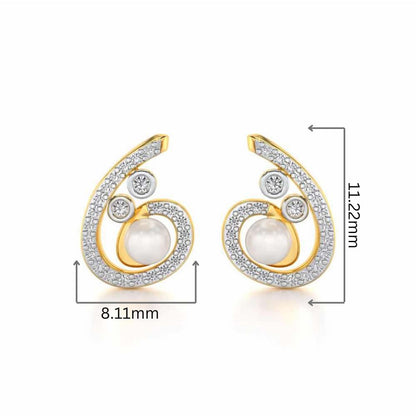 Spin-in Silver Pearl Earrings - Yellow Gold - Image 2