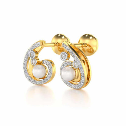 Spin-in Silver Pearl Earrings - Yellow Gold - Image 3