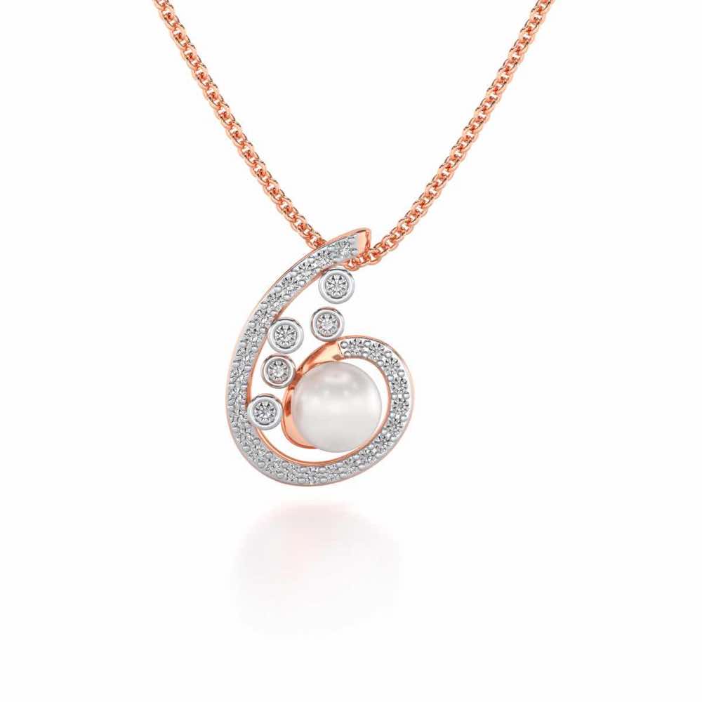 Spin-in Silver Pearl Pendant - Rose Gold - Image 2