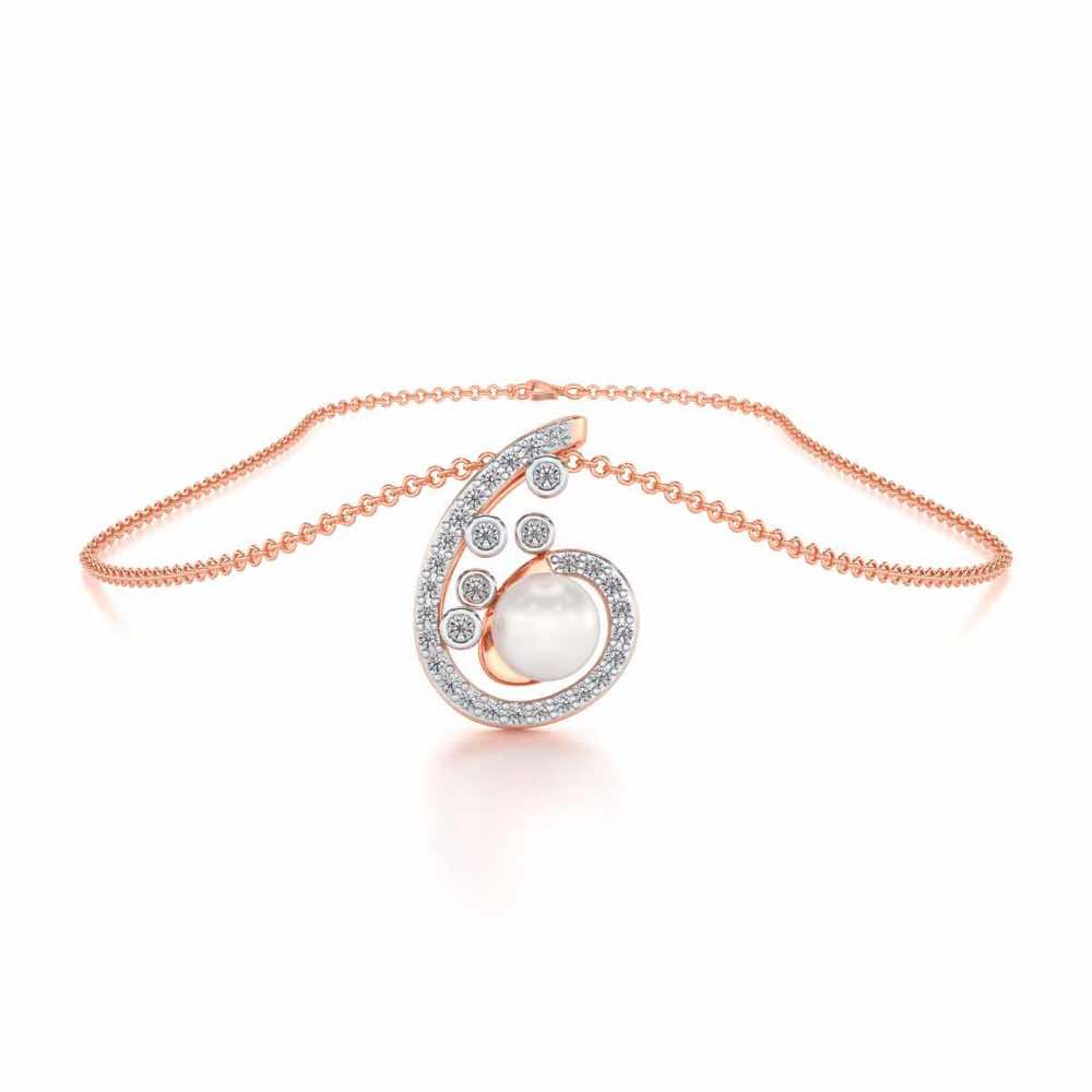 Spin-in Silver Pearl Pendant - Rose Gold - Image 3