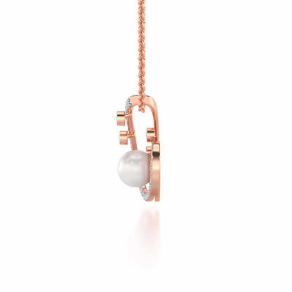 Spin-in Silver Pearl Pendant - Rose Gold - Image 4