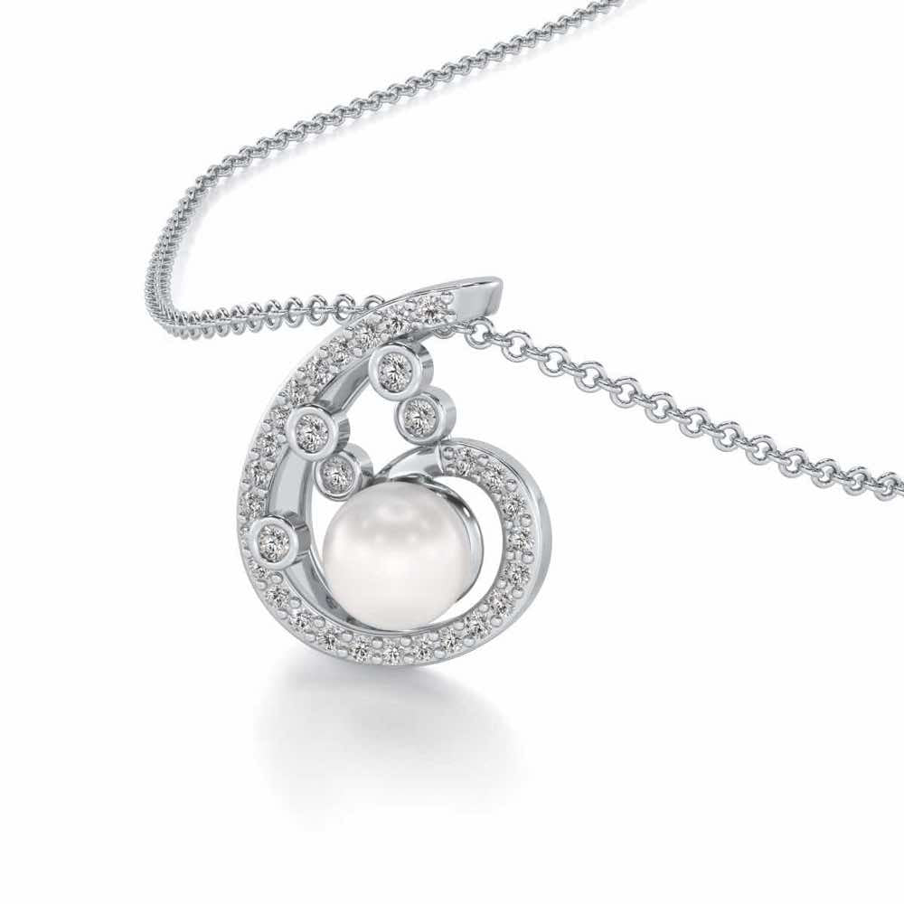 Spin-in Silver Pearl Pendant - White Gold - Image 1