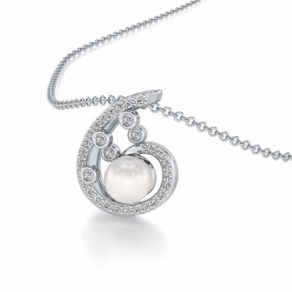 Spin-in Silver Pearl Pendant - White Gold - Image 1
