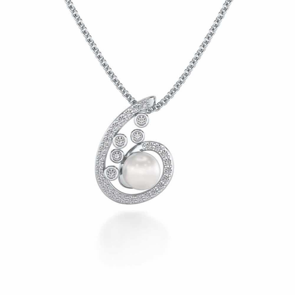 Spin-in Silver Pearl Pendant - White Gold - Image 2