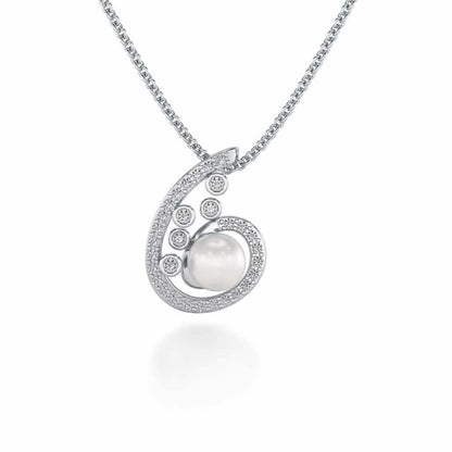 Spin-in Silver Pearl Pendant - White Gold - Image 2