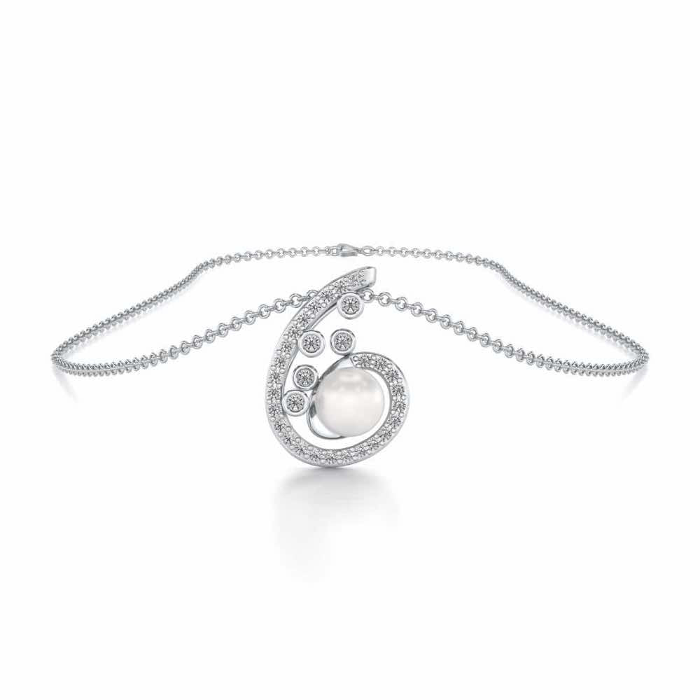 Spin-in Silver Pearl Pendant - White Gold - Image 3