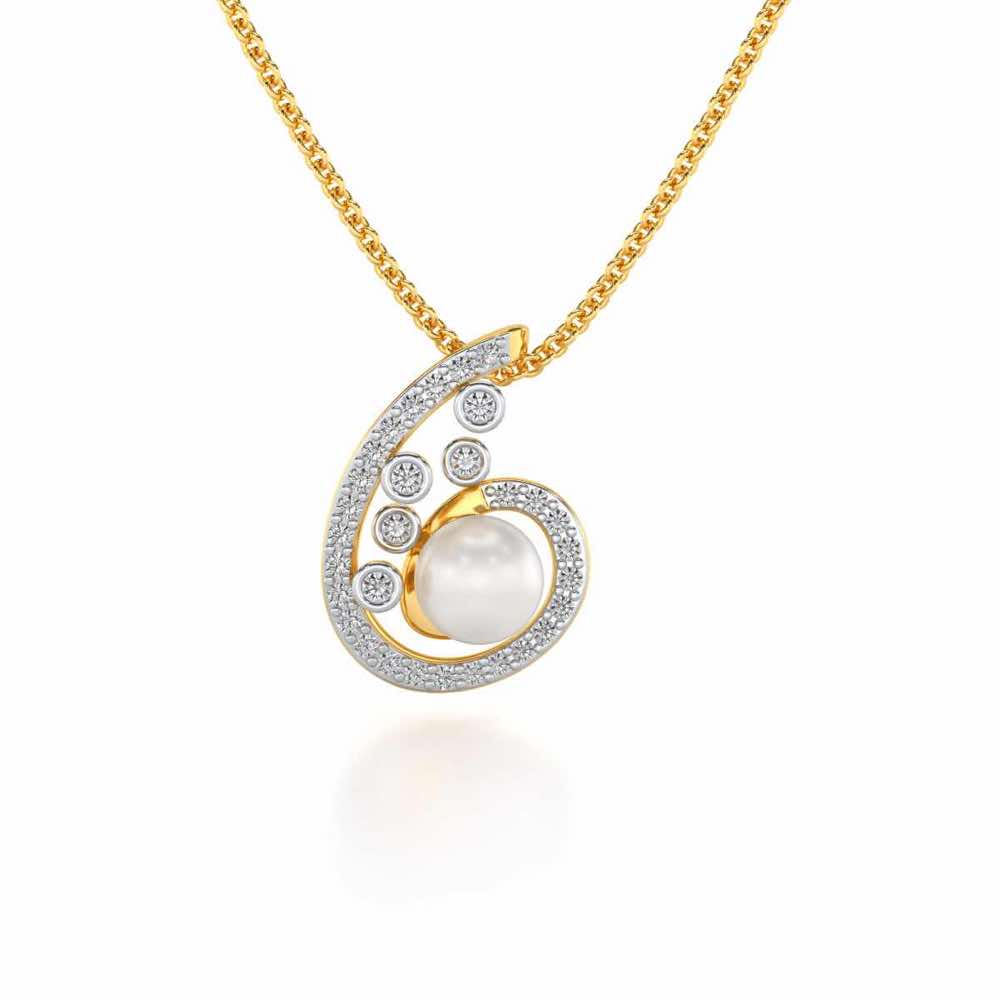 Spin-in Silver Pearl Pendant - Yellow Gold - Image 2