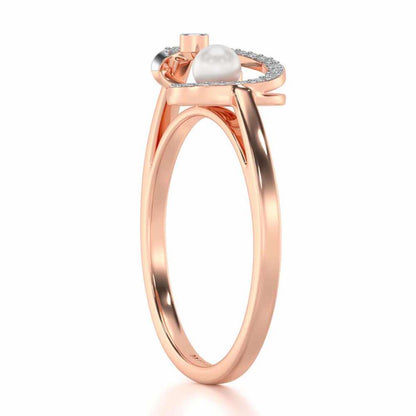 Spin-in Silver Pearl Ring - Rose Gold - Image 3