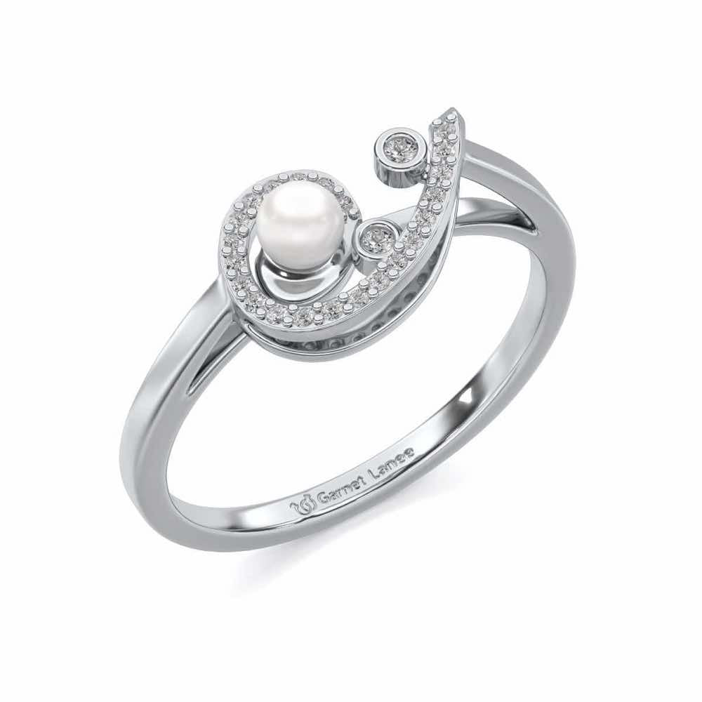 Spin-in Silver Pearl Ring - White Gold - Image 1