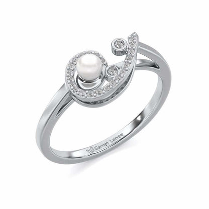 Spin-in Silver Pearl Ring - White Gold - Image 1