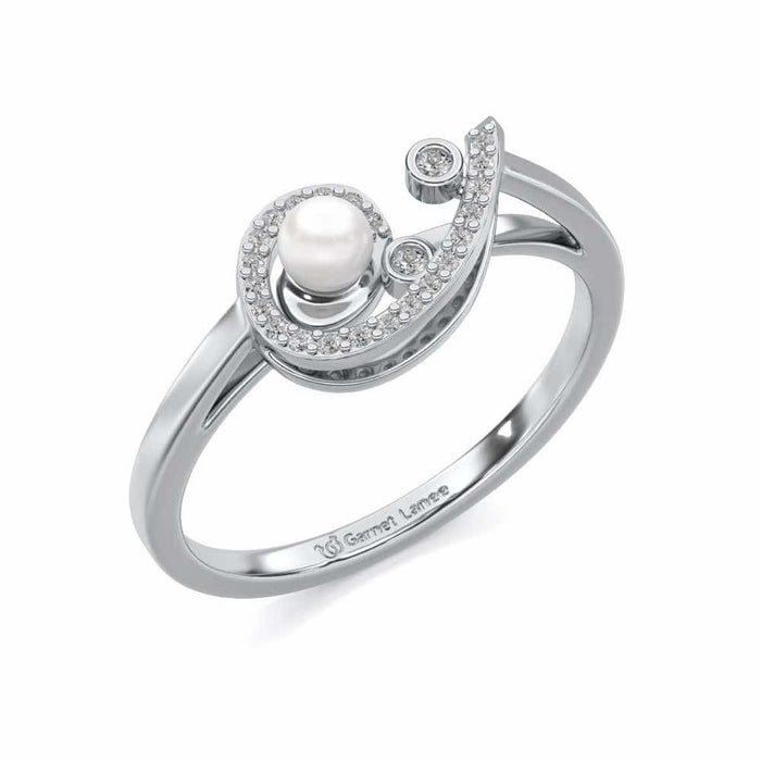 Spin-in Silver Pearl Ring - White Gold - Image 1