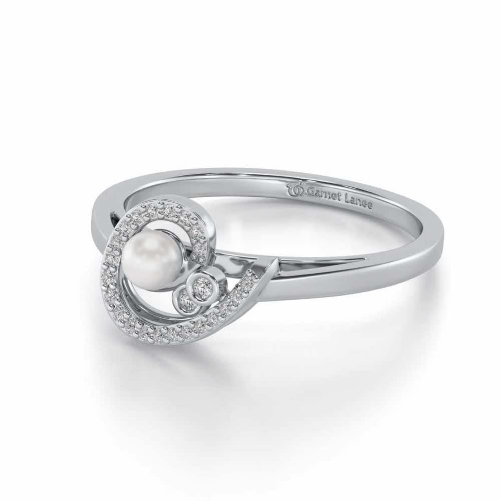 Spin-in Silver Pearl Ring - White Gold - Image 2