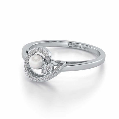 Spin-in Silver Pearl Ring - White Gold - Image 2
