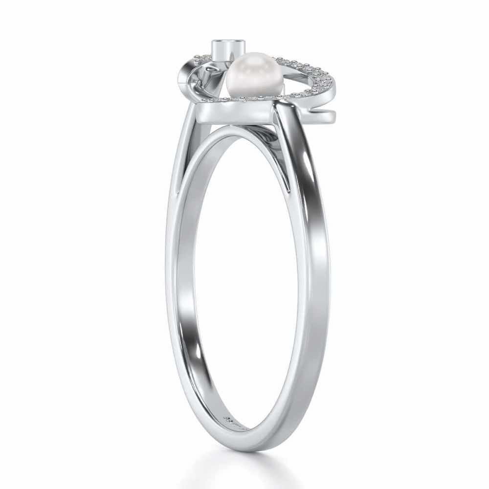 Spin-in Silver Pearl Ring - White Gold - Image 3