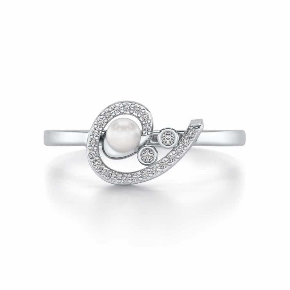 Spin-in Silver Pearl Ring - White Gold - Image 4