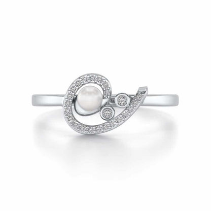 Spin-in Silver Pearl Ring - White Gold - Image 4