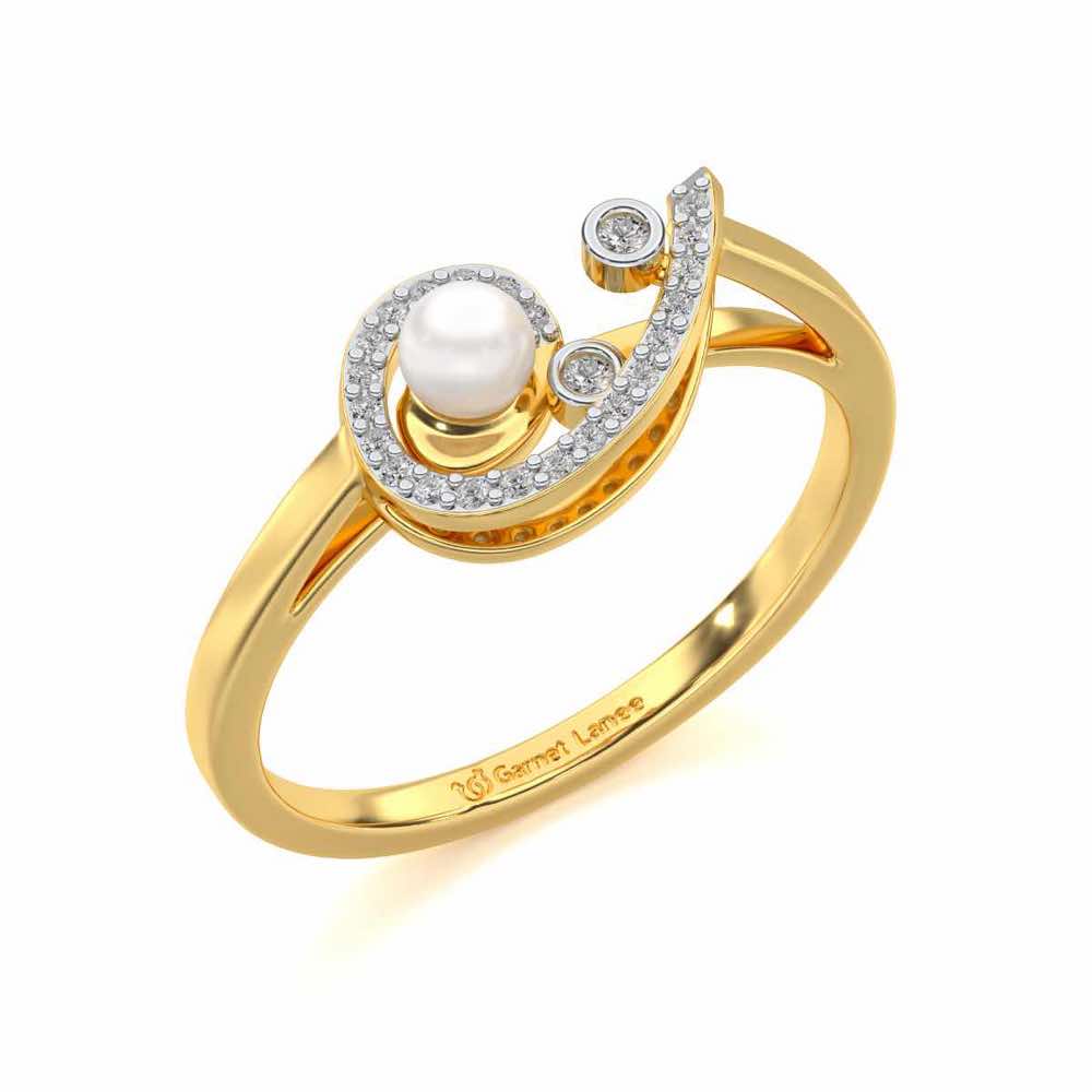 Spin-in Silver Pearl Ring - Yellow Gold - Image 1