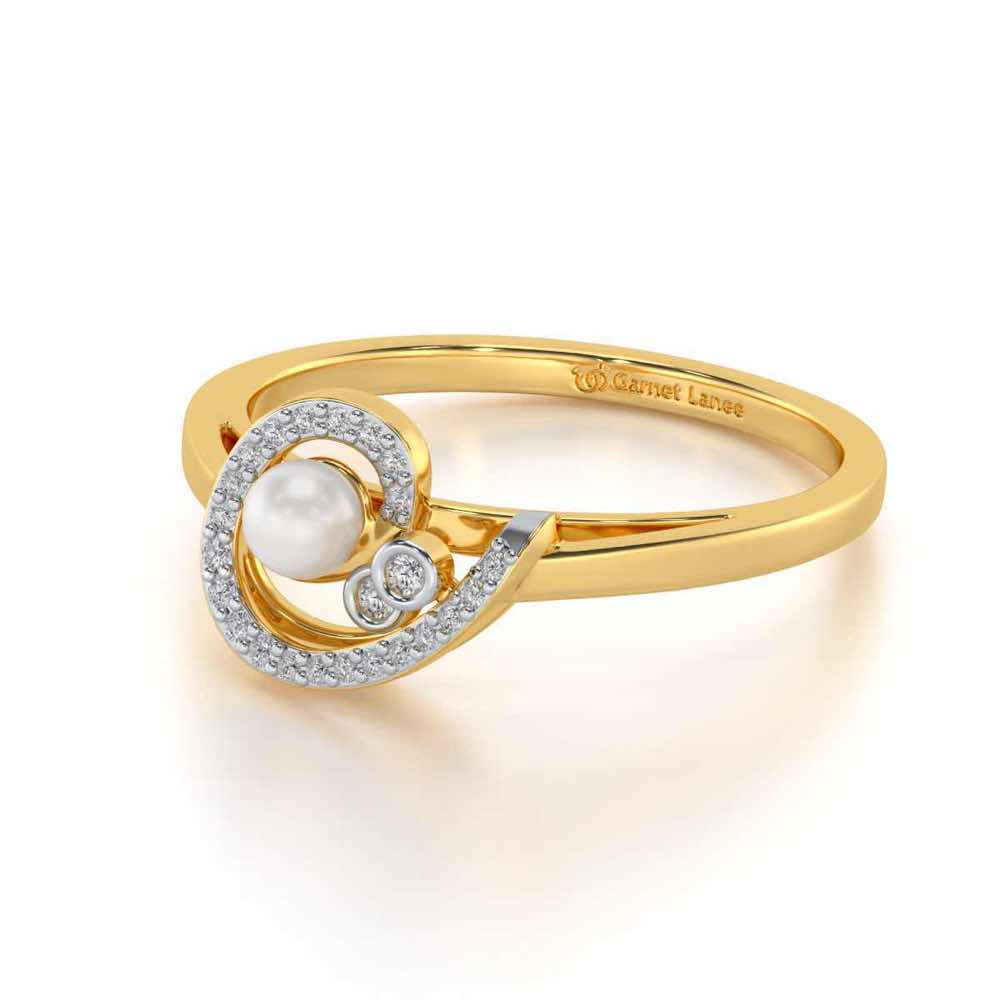 Spin-in Silver Pearl Ring - Yellow Gold - Image 2