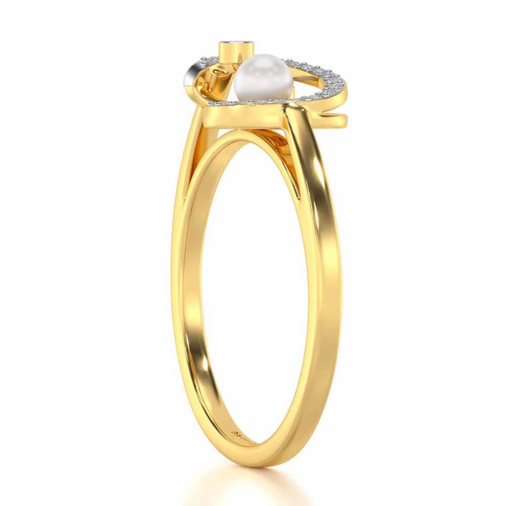 Spin-in Silver Pearl Ring - Yellow Gold - Image 3