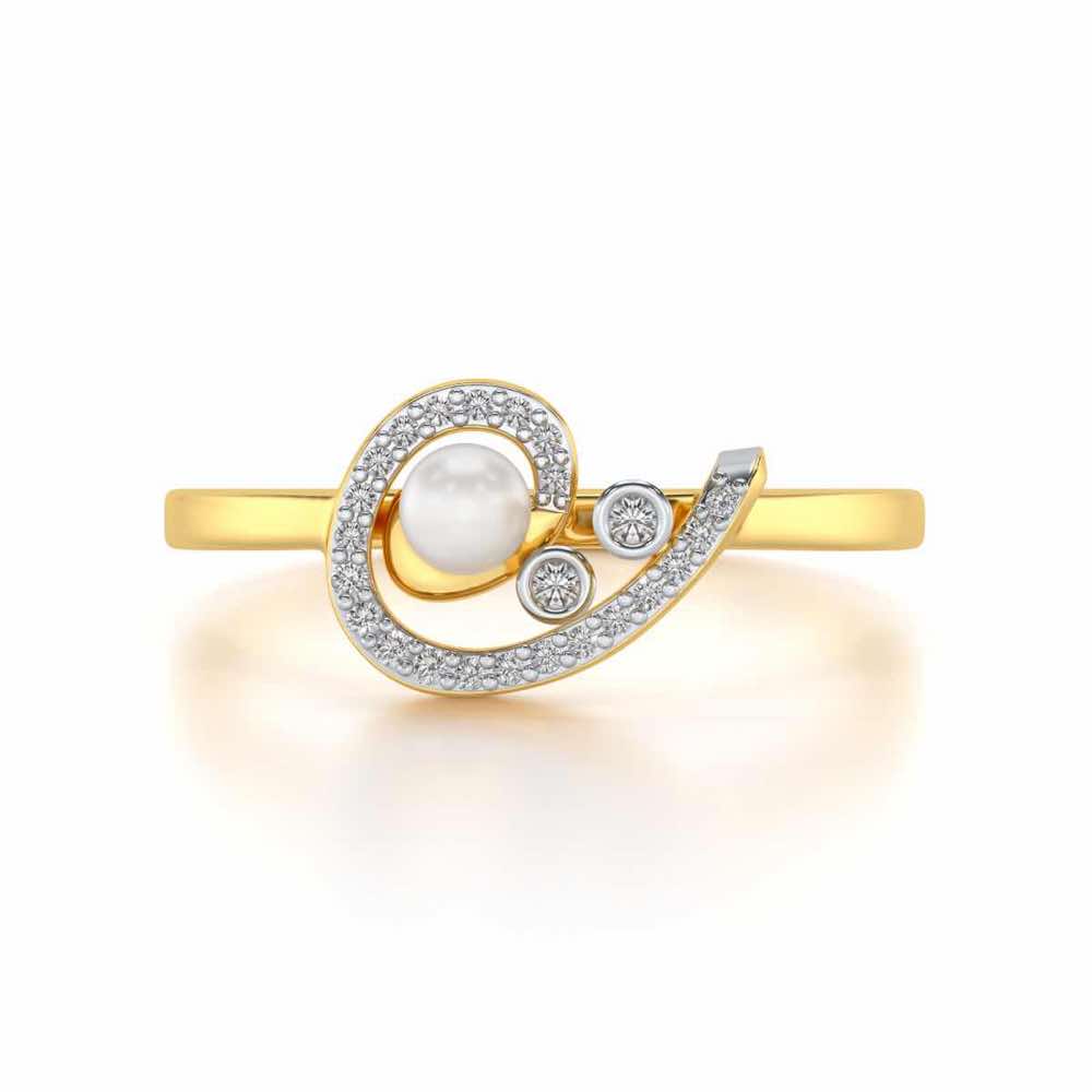 Spin-in Silver Pearl Ring - Yellow Gold - Image 4