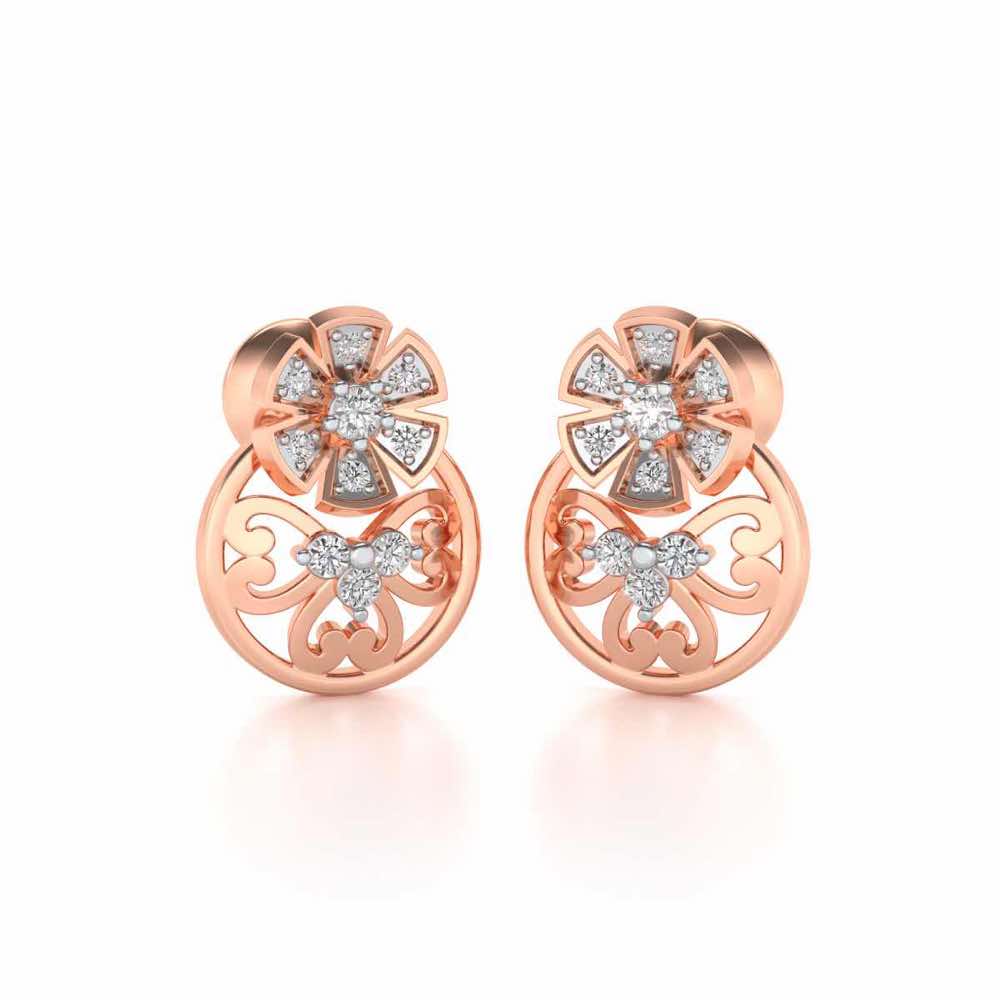 Spin whirl Silver Earrings - Rose Gold - Image 2