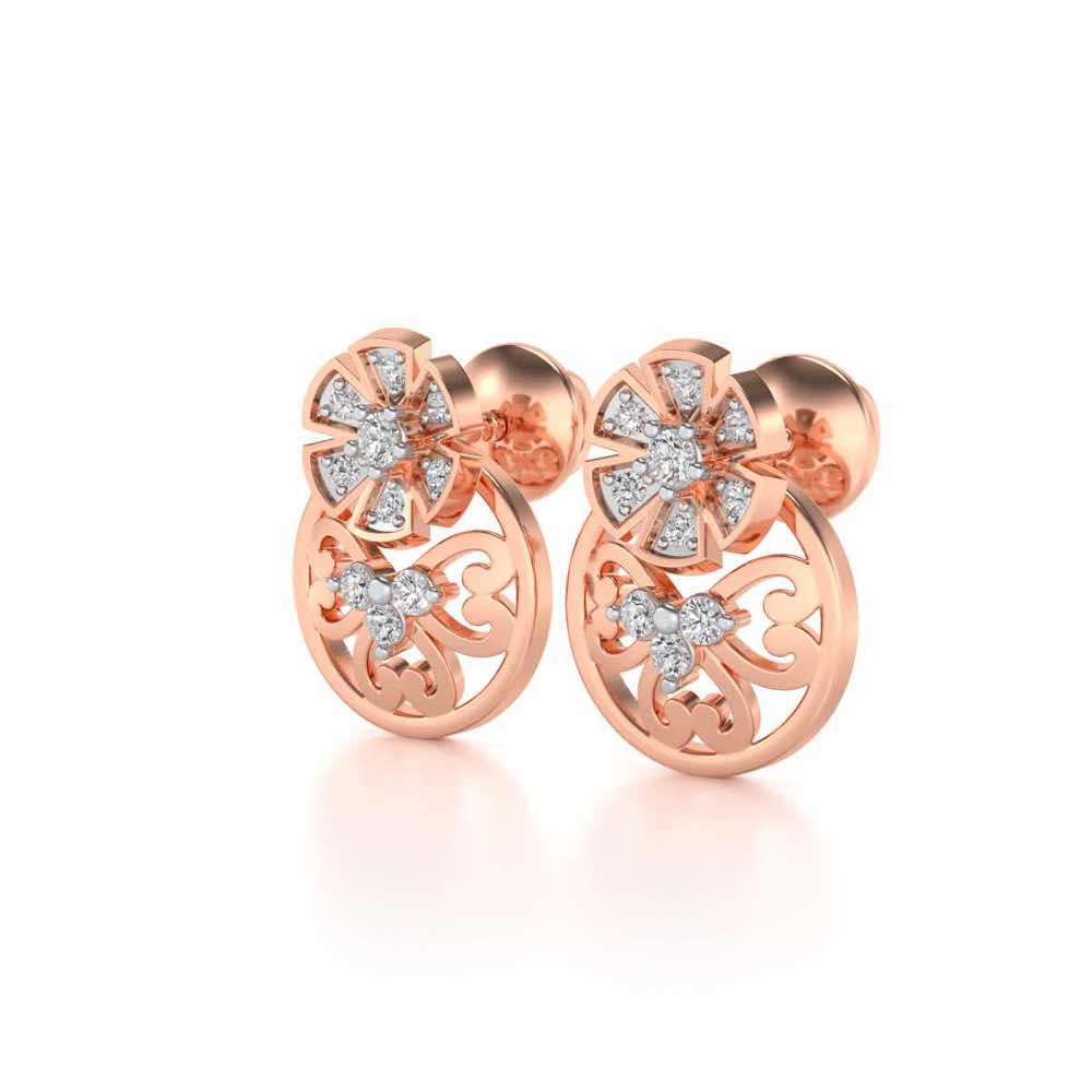 Spin whirl Silver Earrings - Rose Gold - Image 3