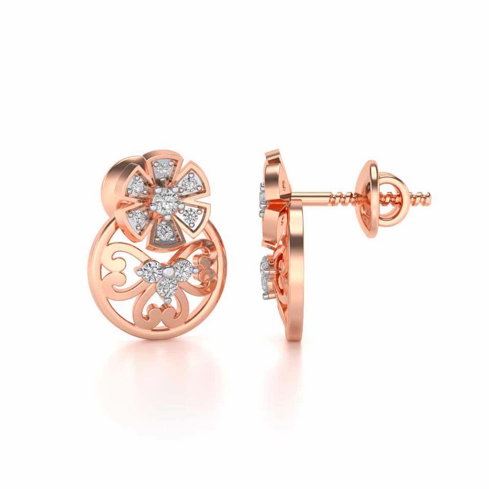 Spin whirl Silver Earrings - Rose Gold - Image 4