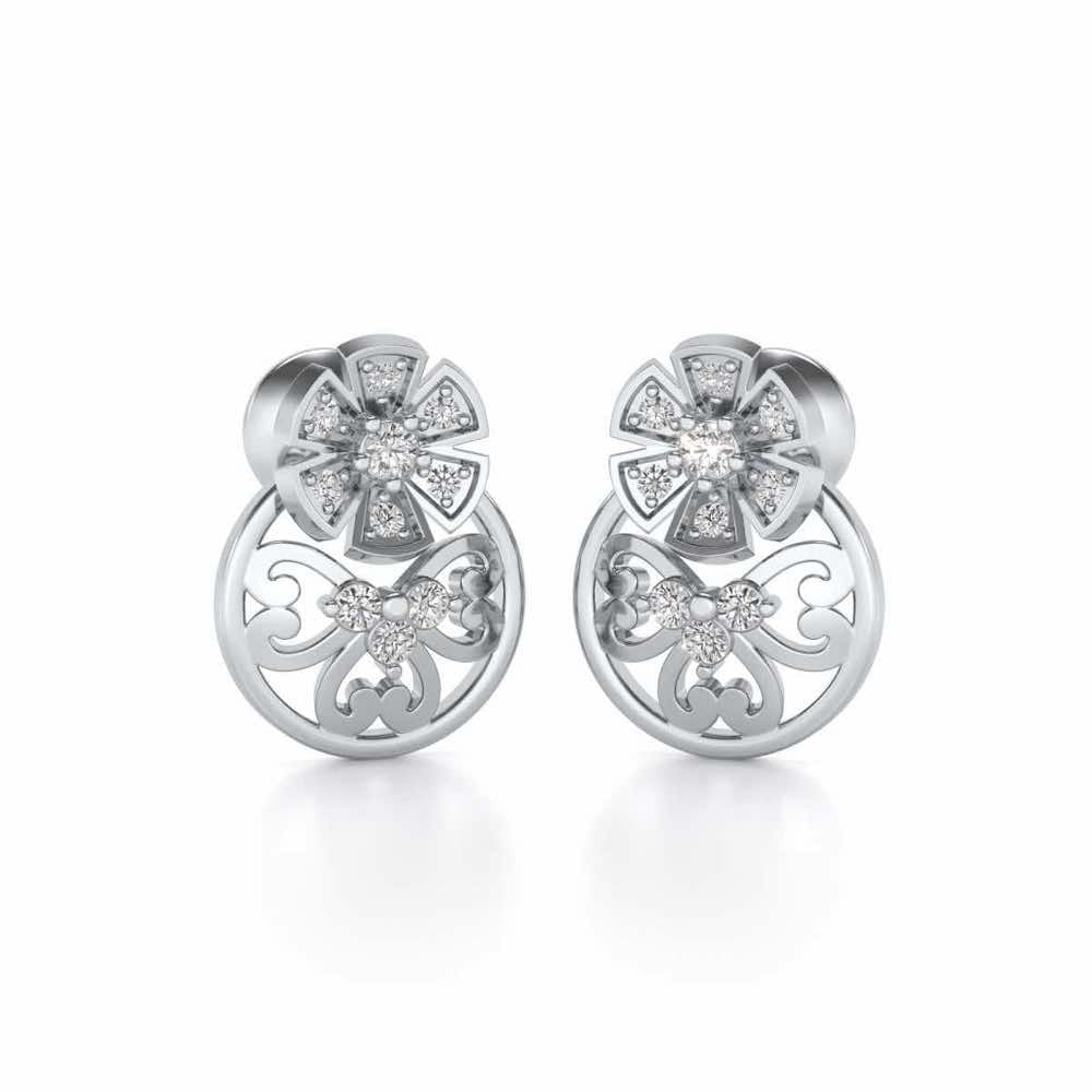 Spin whirl Silver Earrings - White Gold - Image 2