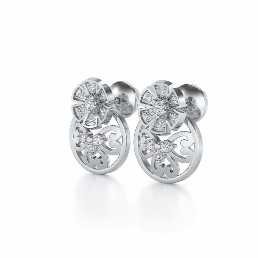Spin whirl Silver Earrings - White Gold - Image 3
