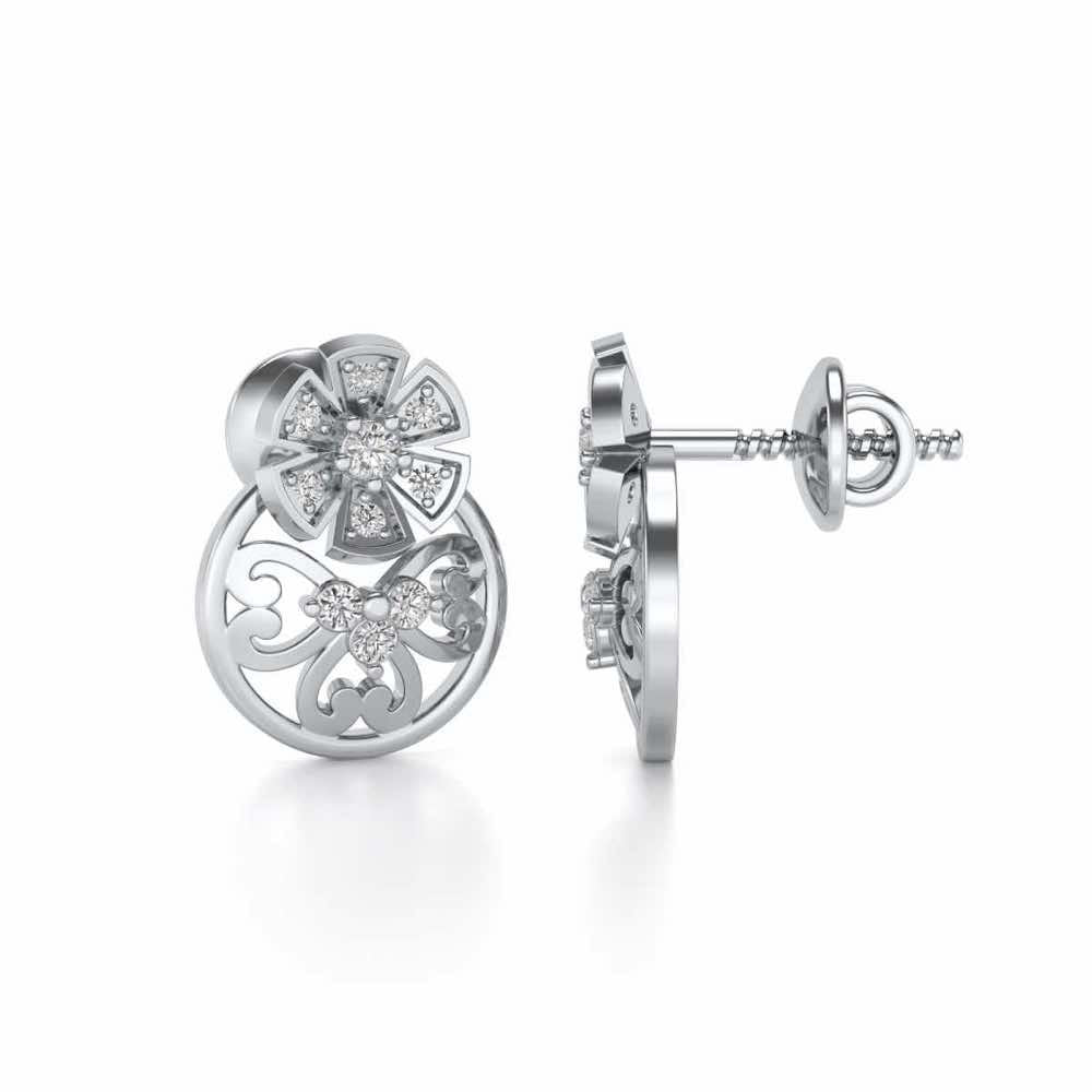 Spin whirl Silver Earrings - White Gold - Image 4