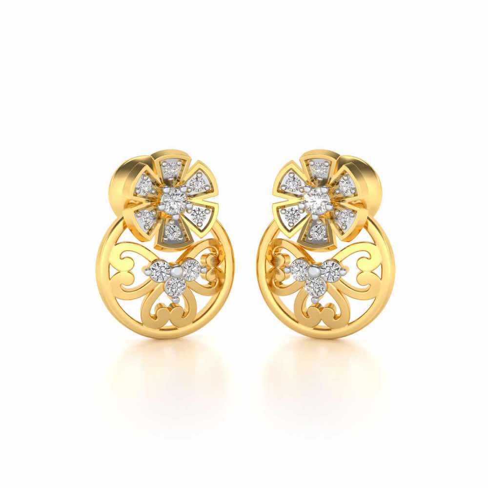 Spin whirl Silver Earrings - Yellow Gold - Image 2