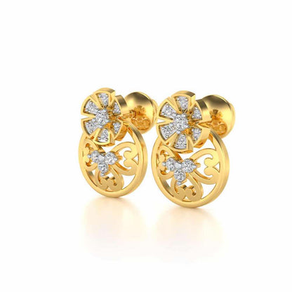 Spin whirl Silver Earrings - Yellow Gold - Image 3